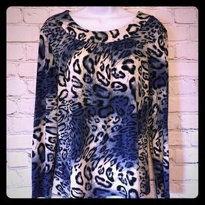 Blue Leopard Print Top